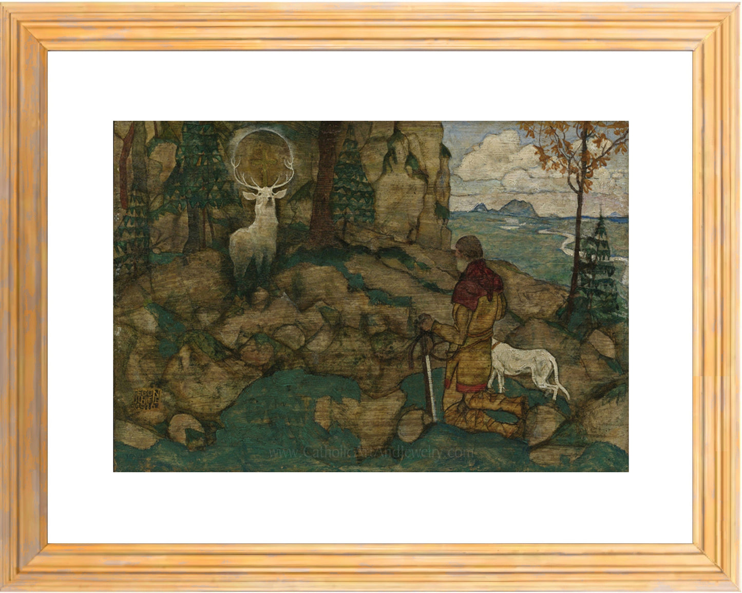 St. Hubert – Patron of Hunters – Egon Schiele – Catholic Art Print – Archival Quality
