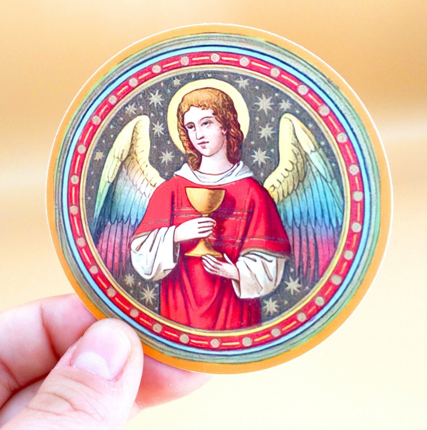 Sticker–Eucharistic Angel – by Max Schmalzl – Catholic Sticker – High Quality Vinyl