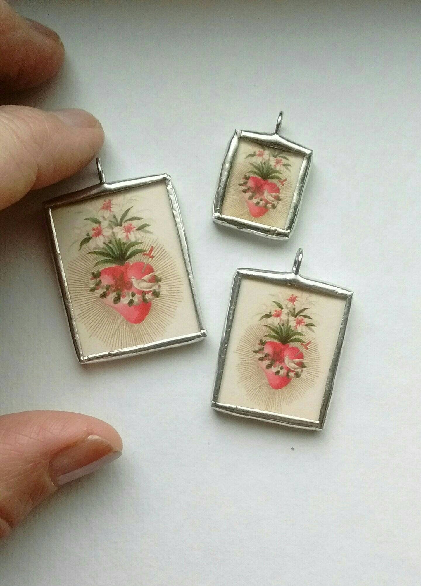 Immaculate Heart of Mary Vintage Image Pendant