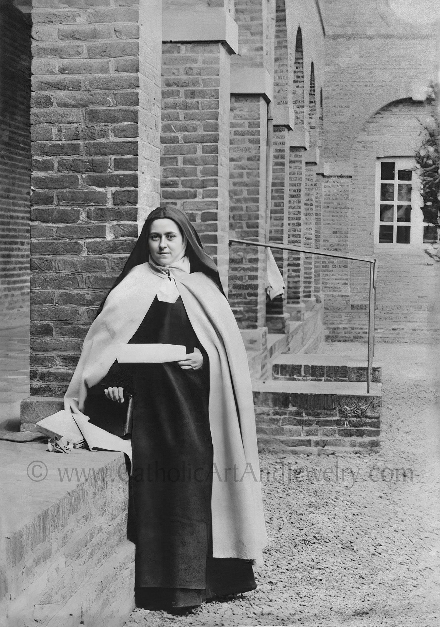St. Therese in the Courtyard– Exclusive Restoration! – Vivid Photo – Saint Theresa – Catholic Gift