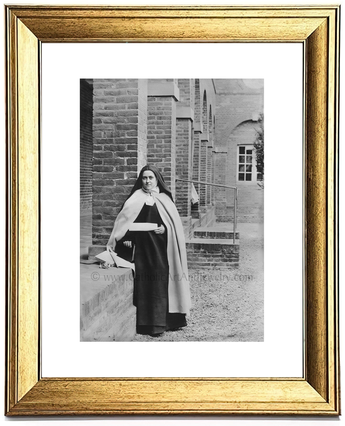 St. Therese in the Courtyard– Exclusive Restoration! – Vivid Photo – Saint Theresa – Catholic Gift