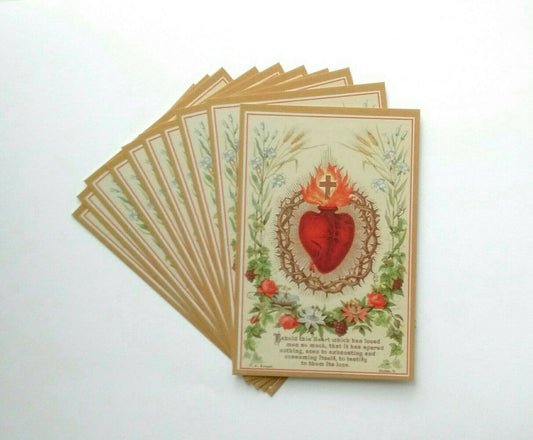 Sacred Heart of Jesus Postcard / 4x6 Holy Card – pack of 3, 10, or 100 – based on a Vintage Holy Card – Victorian Catholic Art