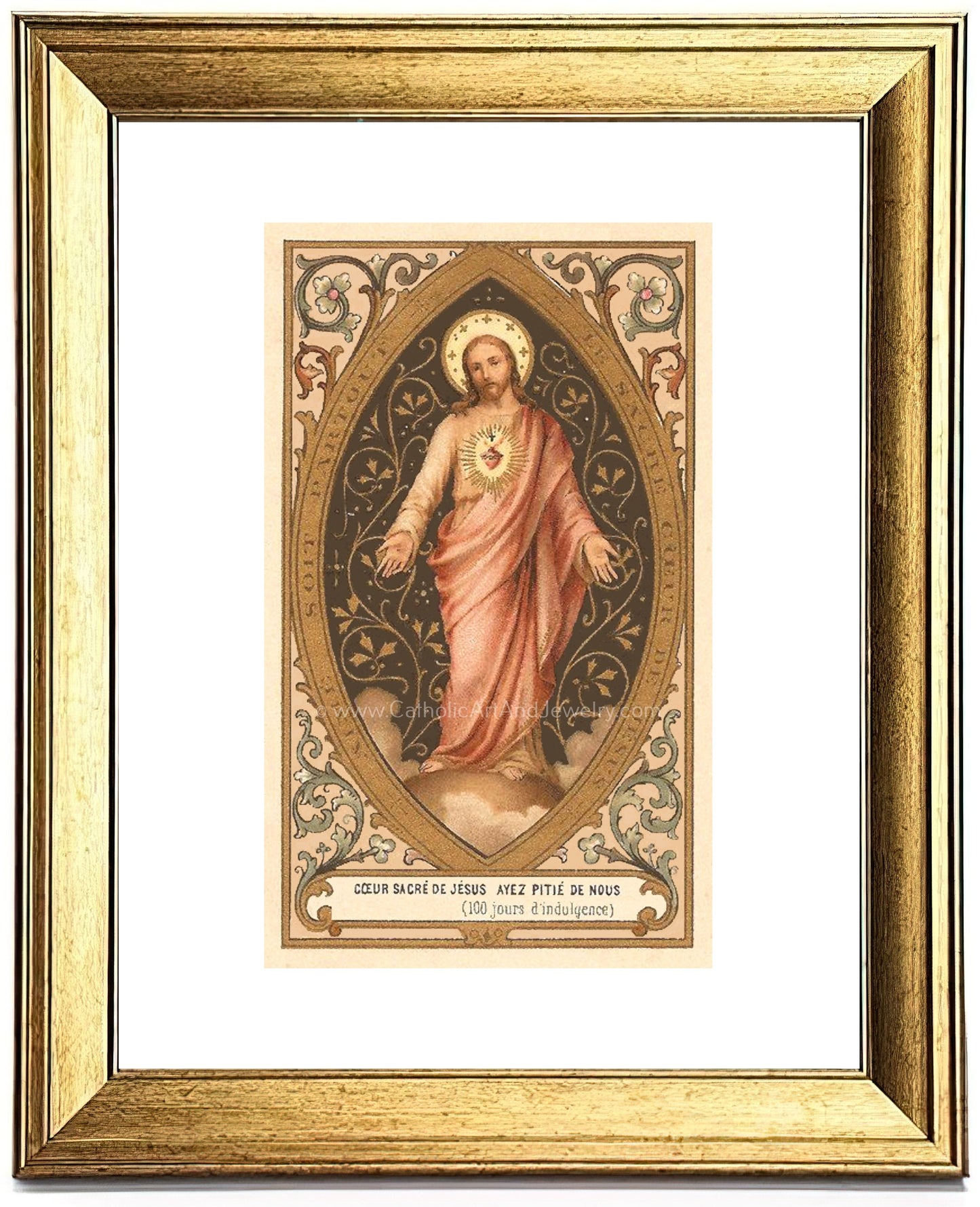 Sacred Heart of Jesus – based on a Vintage French Holy Card – Catholic Art Print – Archival Quality