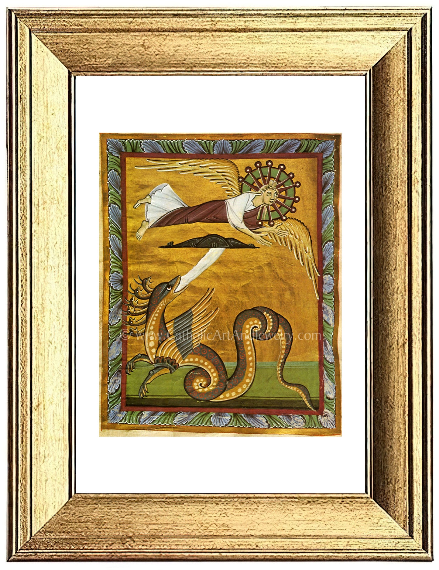Hildegard of Bingen –"Angel and Dragon" – Catholic Art Print – Mystic Visions – Archival Quality – Catholic Gift – Medieval –Angel