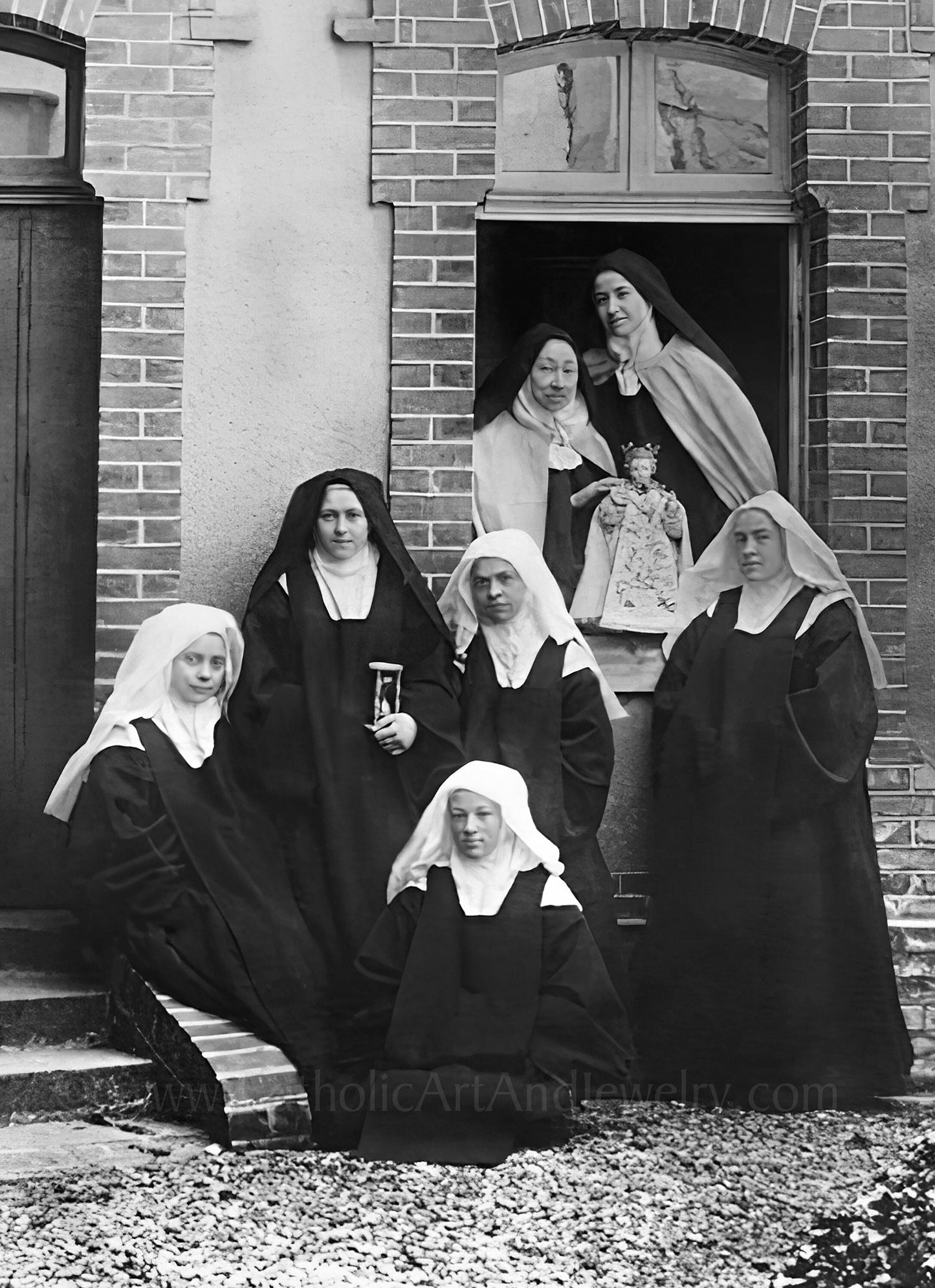 Saint Thérèse with Nuns at Carmel – Exclusive Restoration! – Saint Photo – Catholic Gift