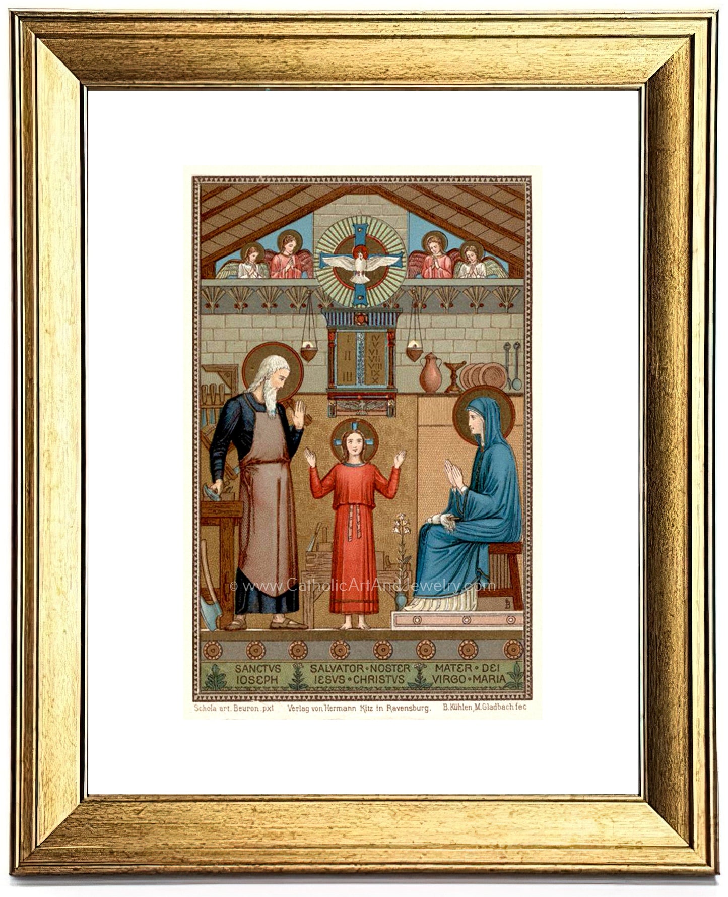 Holy Family – based on a Vintage Holy Card – painted by Benedictine Monks – Catholic Art Print – Archival Quality