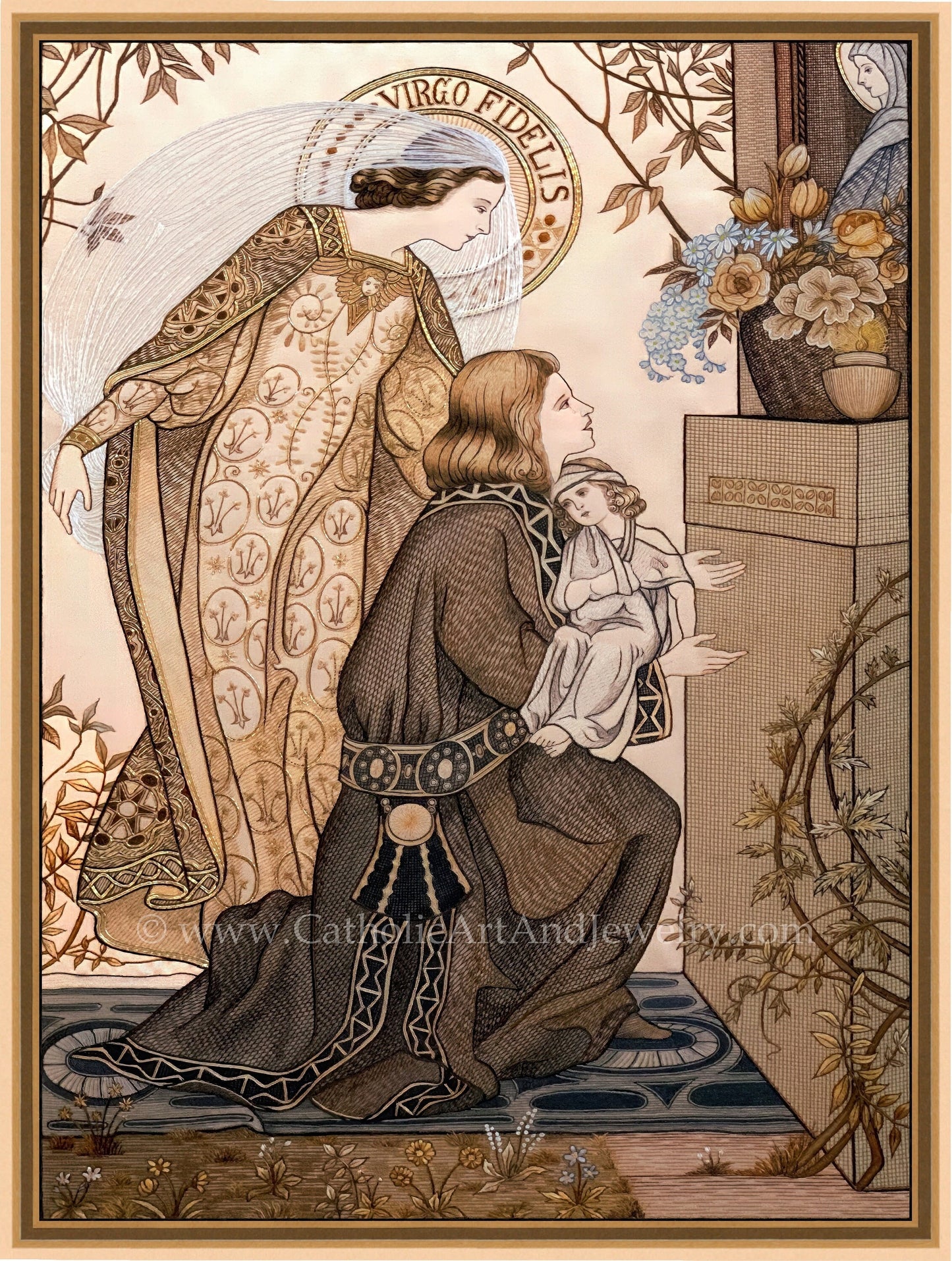 Virgo Fidelis – Faithful Virgin – Loreto Embroideries – Vintage Catholic Art Print – Archival Quality