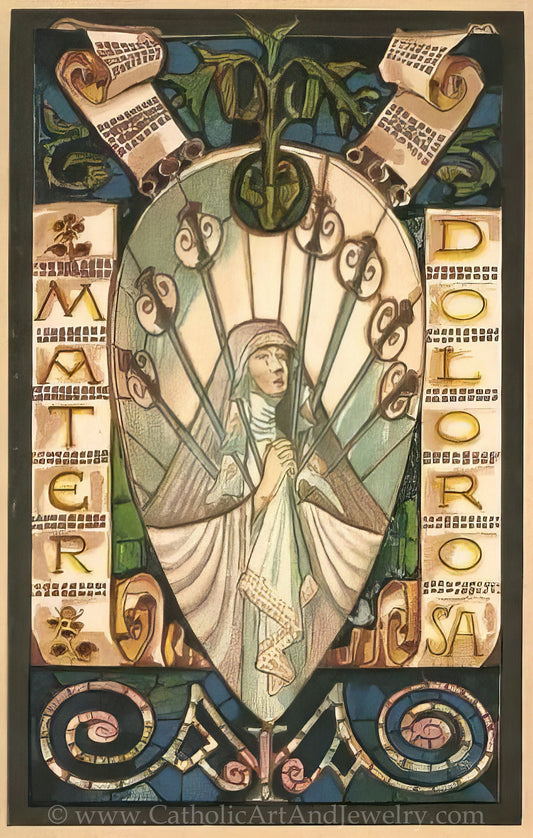 Mater Dolorosa – Mother of Sorrows – bsed on a Vintage Catholic Holy Card – Beautiful Catholic Artwork – Archival Quality