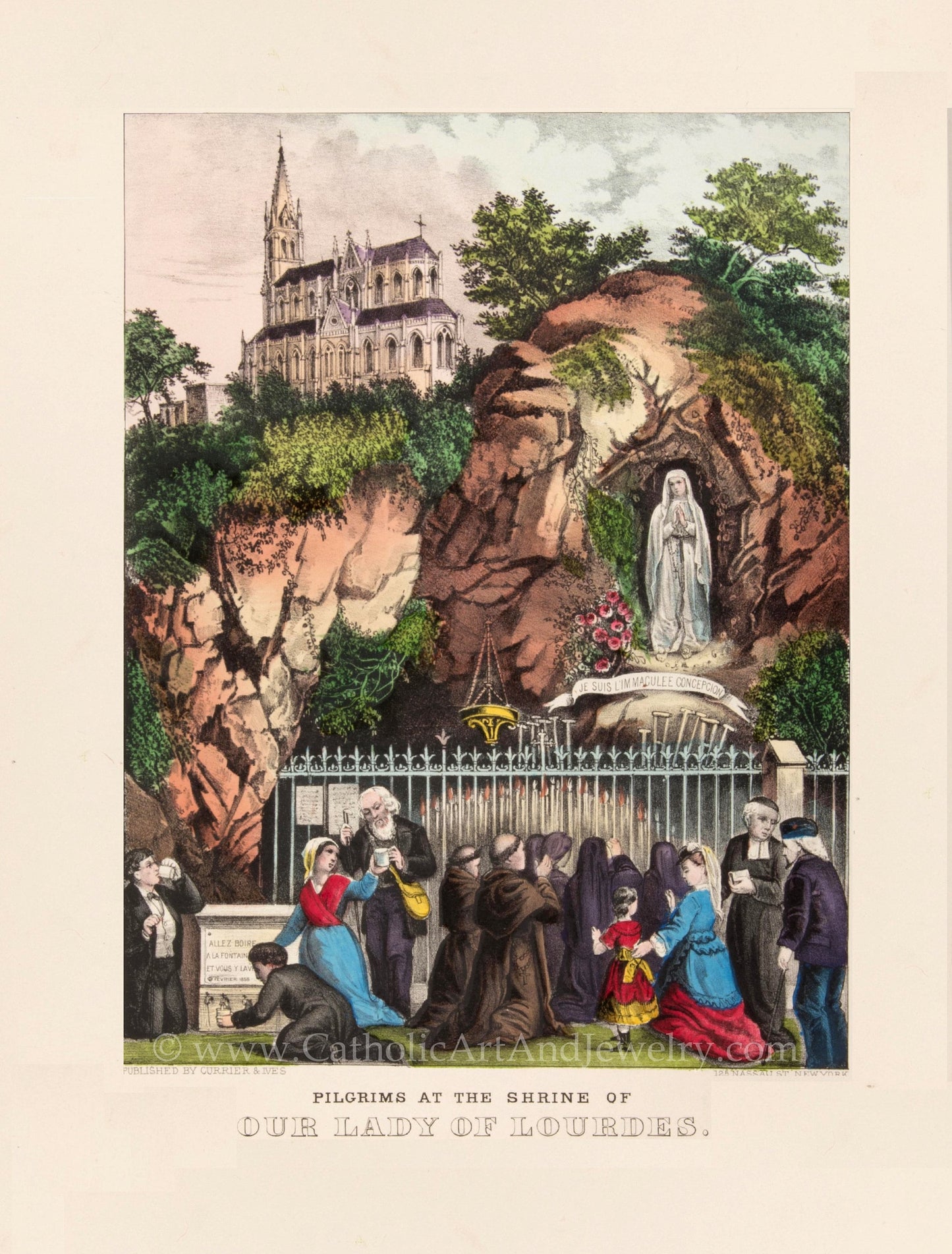 Currier & Ive's Pilgrims to Lourdes – 3 Sizes – Catholic Art Print – Catholic Gift