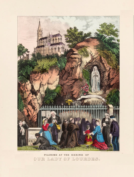 Currier & Ive's Pilgrims to Lourdes – 3 Sizes – Catholic Art Print – Catholic Gift