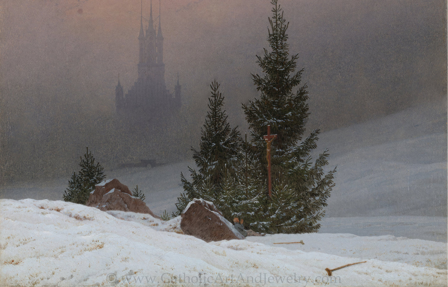 Winter Landscape with Cathedral – Casper David Friedrich – Beautiful Catholic Art – Archival Quality