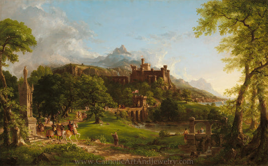 “The Departure” – Medieval Catholic Crusaders – Thomas Cole – Beautiful Catholic Art – Archival Quality
