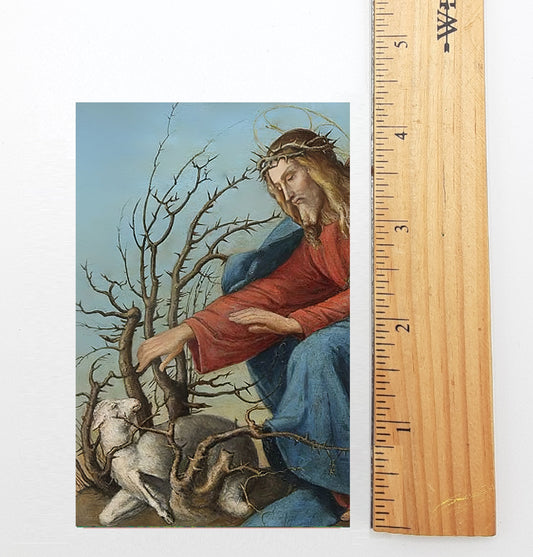 Surrender Prayer – Jesus Helping a Lamb – Restored Vintage Holy Card – pack of 10/100/1000