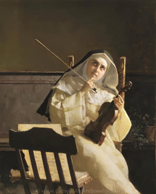 Inspiration – Nun with Violin – Filadelfo Simi – Catholic Art – Catholic Gift – Archival Quality