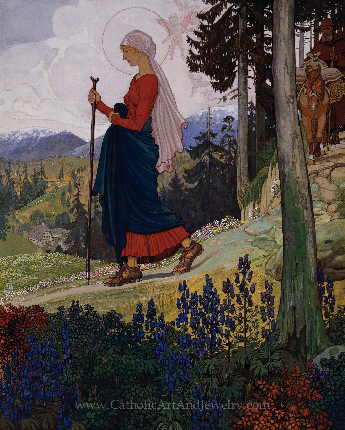 Mary's Walk over the Mountains – Maximilian Liebenwein – Catholic Art Print – Archival Quality