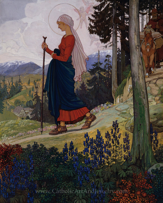 Mary's Walk over the Mountains – Maximilian Liebenwein – Catholic Art Print – Archival Quality