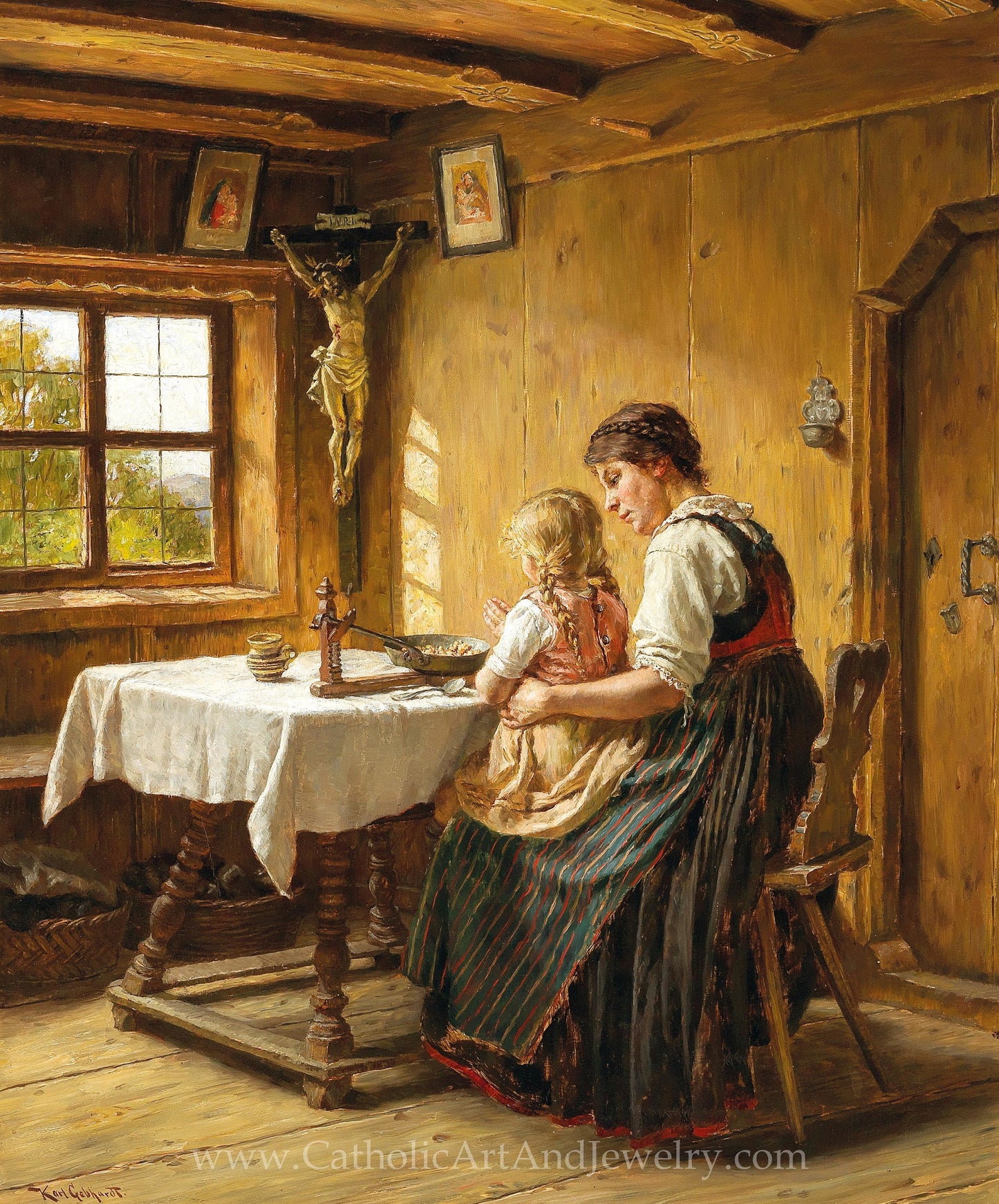 Mother Teaching Daughter to Pray – Karl Gebhardt – Gift for Catholic Mother – Archival Quality –  Catholic Art