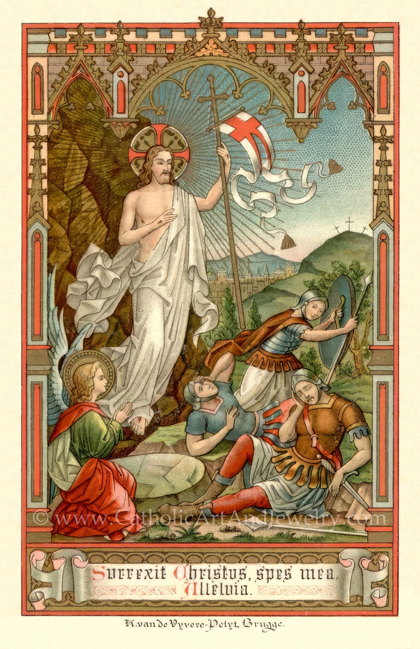 The Risen Christ is Our Hope – Resurrection – Restored Vintage Holy Card – Belgian – pack of 10/100/1000