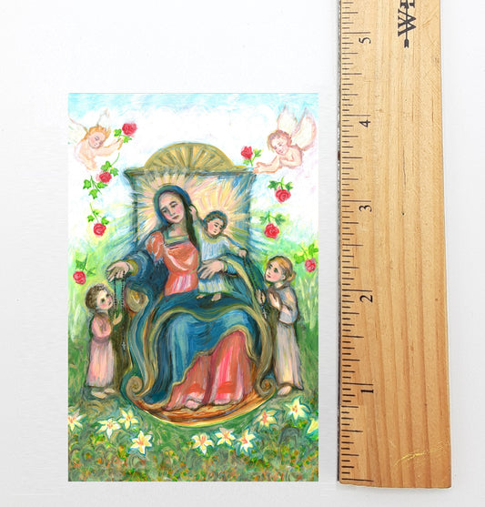 Our Lady of the Holy Rosary - Holy Cards – by Sue Kouma Johnson – pack of 10/100/1000