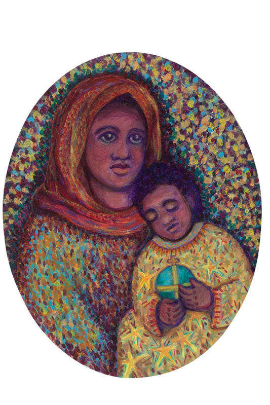 Madonna and Child Oval Painting