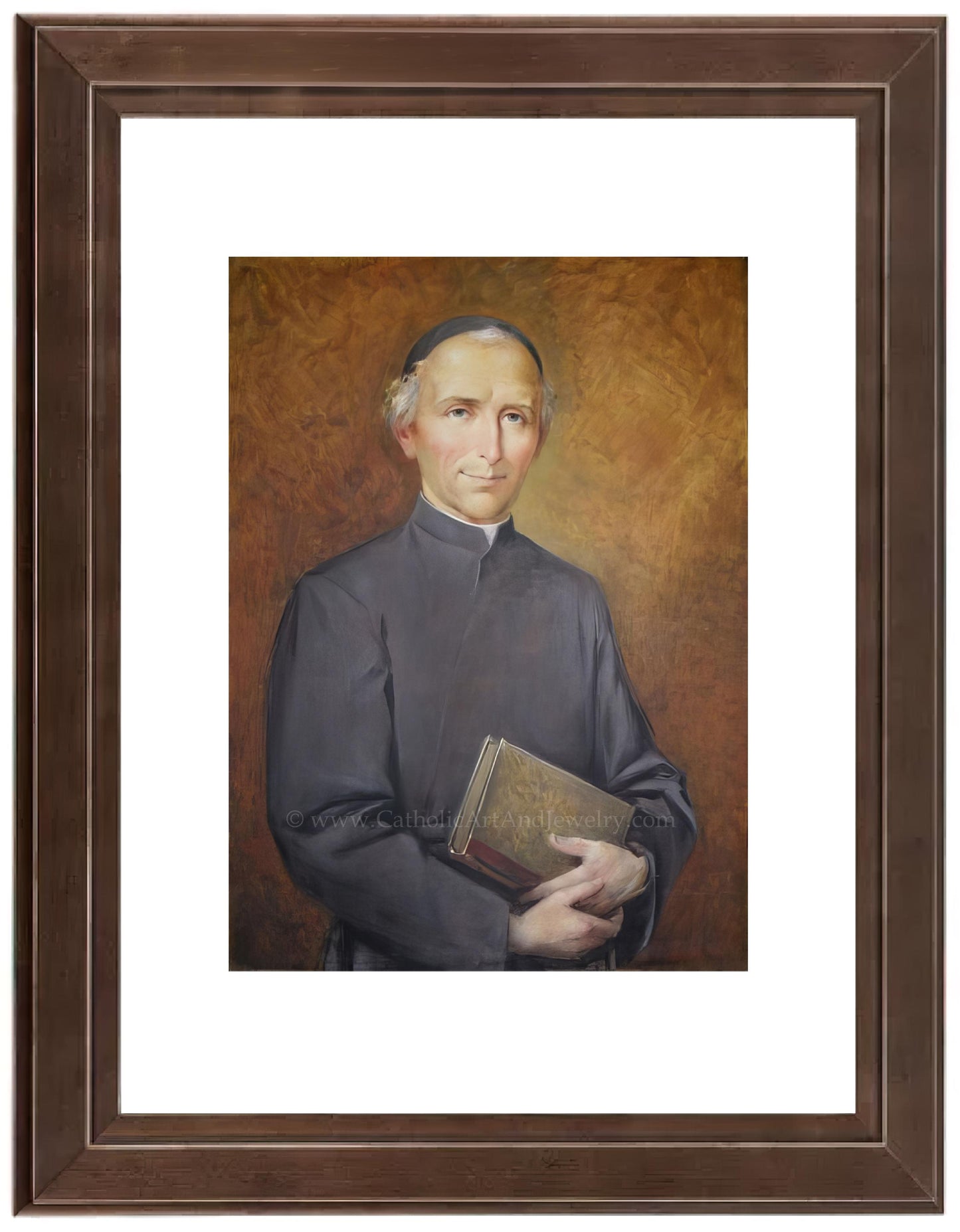 a painting of a man holding a book