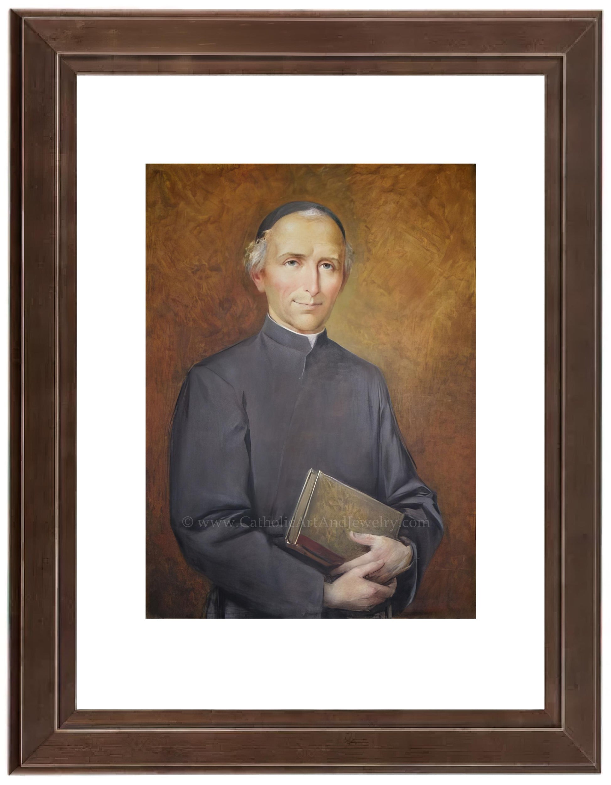 a painting of a man holding a book
