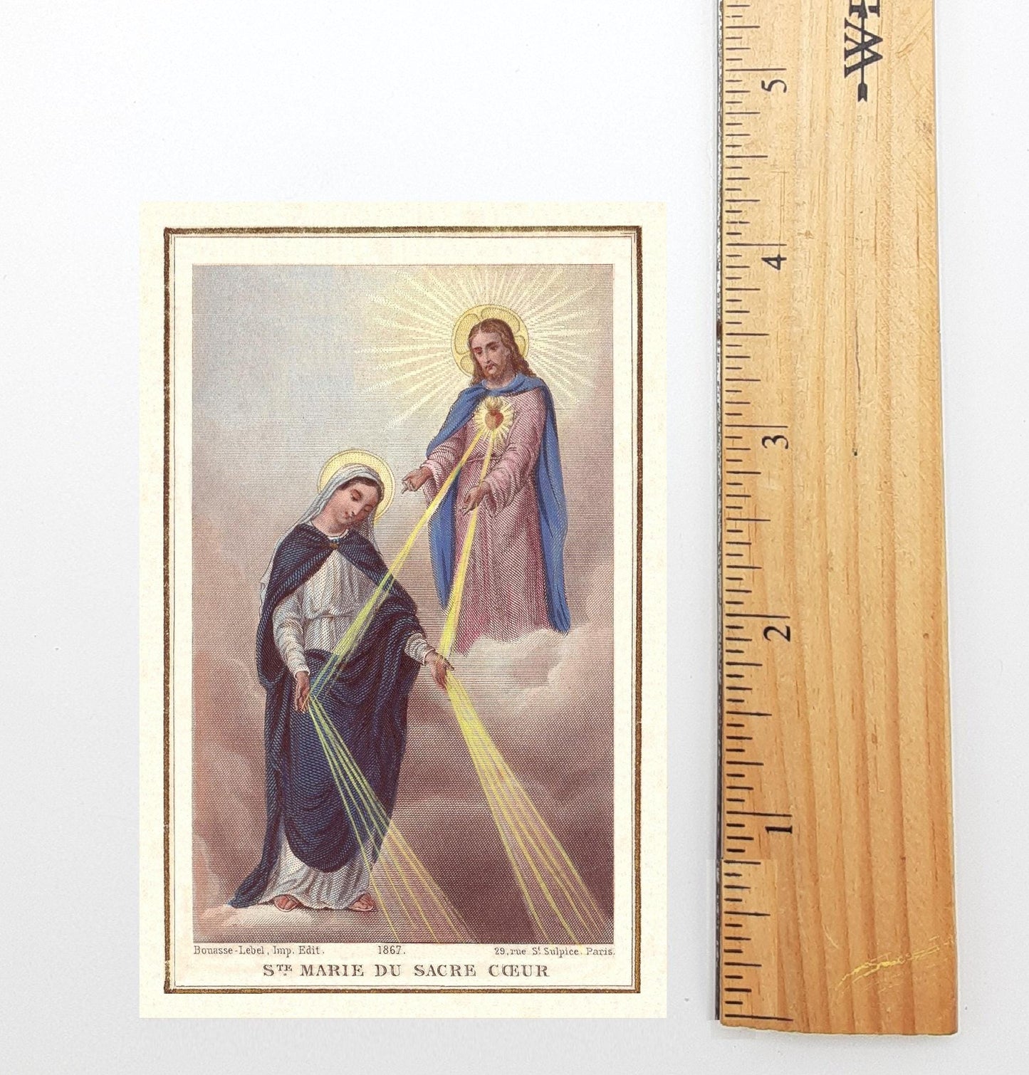 New! Mediatrix of Grace – St. Mary of the Sacred Heart – Bouasse-Lebel Holy Card – Restored Vintage Holy Card – pack of 10/100/1000