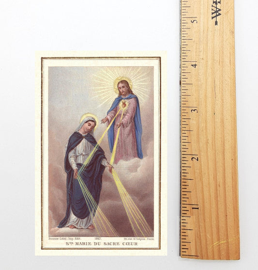 New! Mediatrix of Grace – St. Mary of the Sacred Heart – Bouasse-Lebel Holy Card – Restored Vintage Holy Card – pack of 10/100/1000