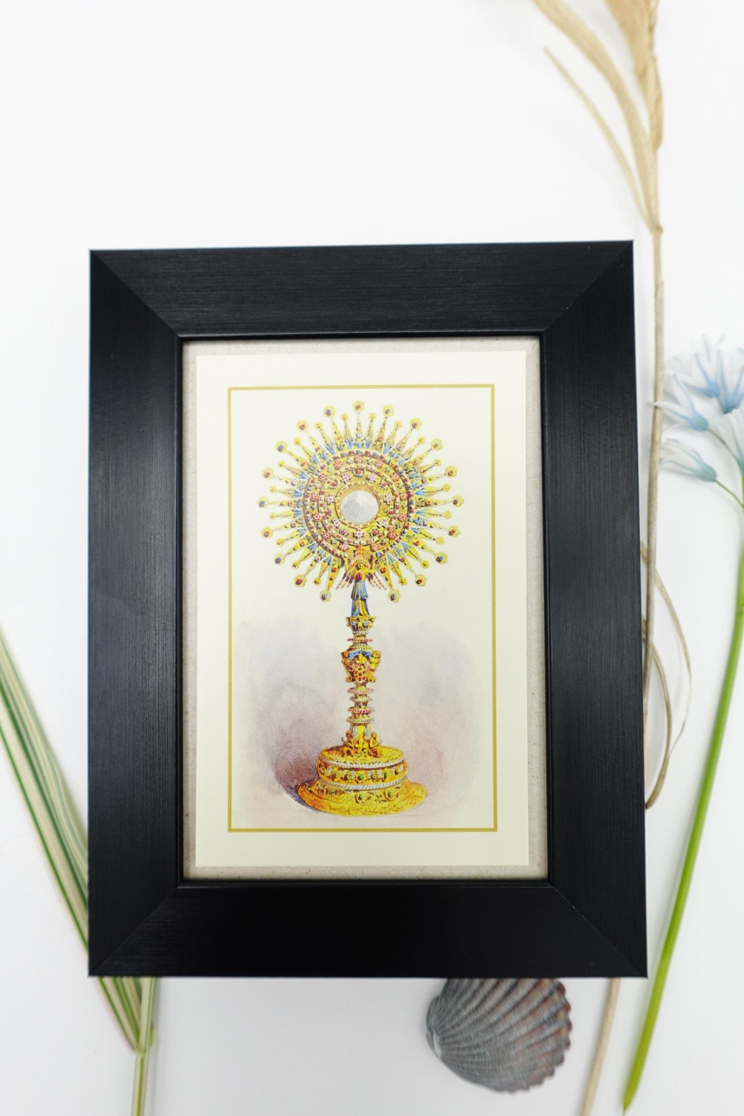 New! Monstrance – Eucharistic Art – Framed Miniature – Catholic Keepsake