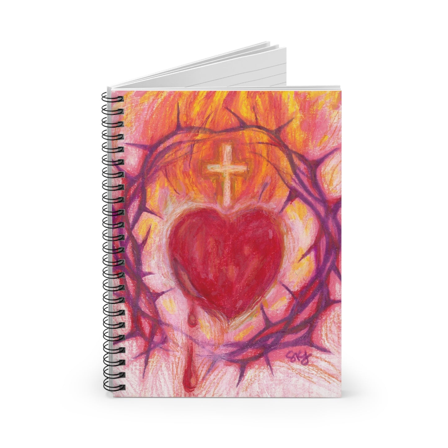 New! - Sacred Heart Spiral Notebook - Art by Sue Kouma Johnson - Free Shipping!