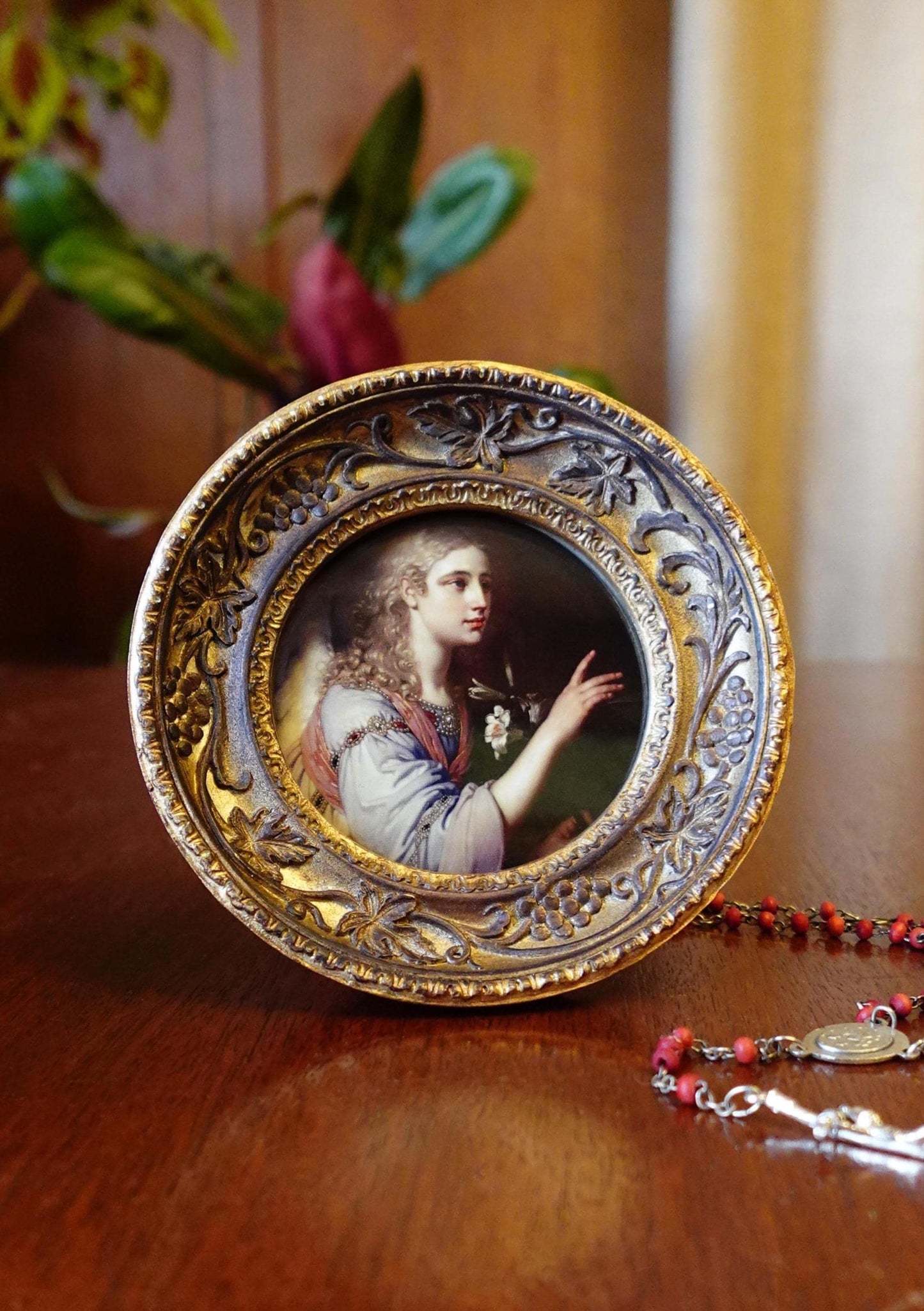 New! Annunciation Diptych – Sold Together or Separately – Vladimir Borovikovsky – Framed 4.25" Diameter