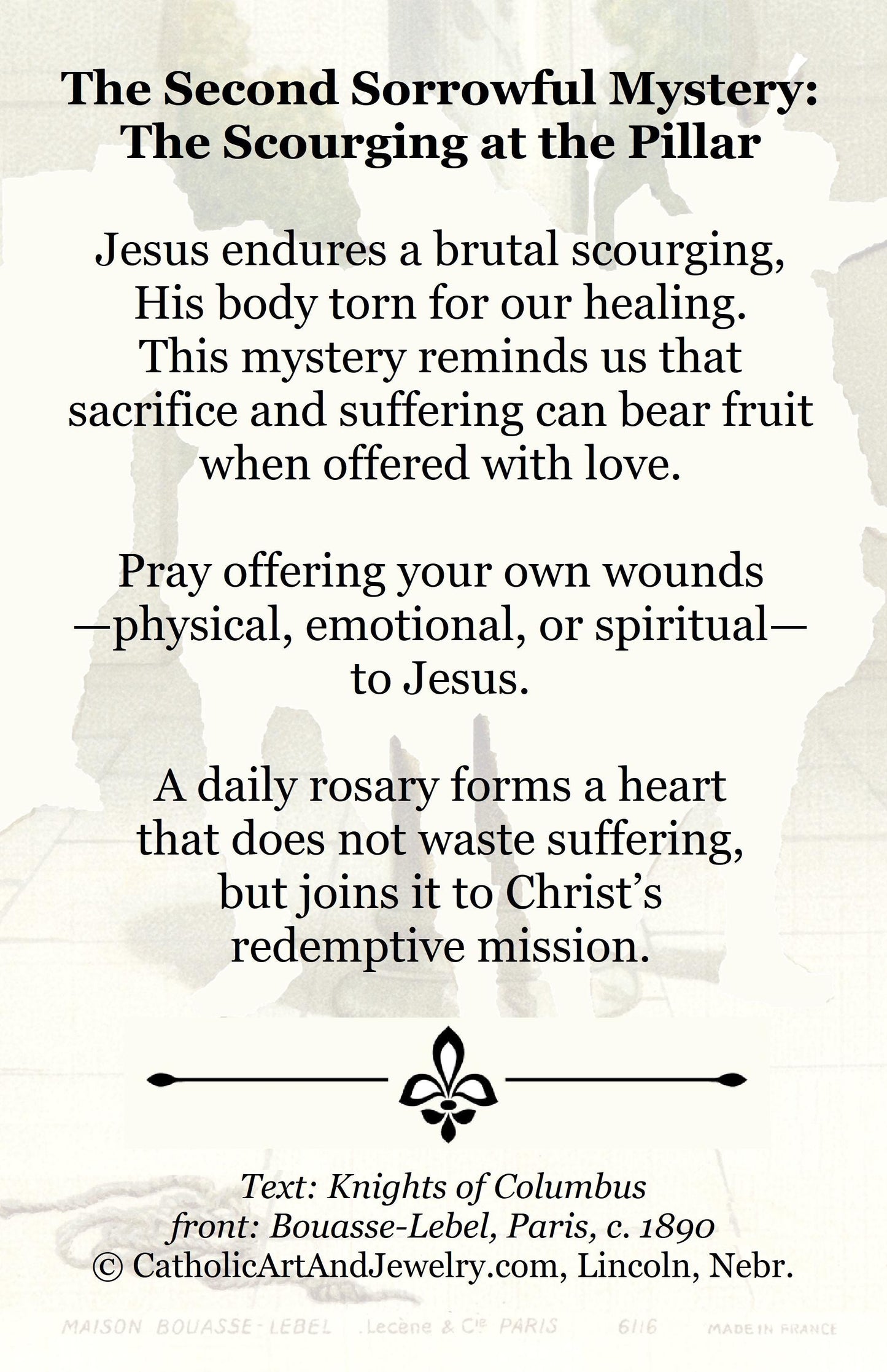 New! Scourging at the Pillar - Bouasse Lebel – Meditation on the Mystery – pack of 10/100/1000 – Easter Holy Card