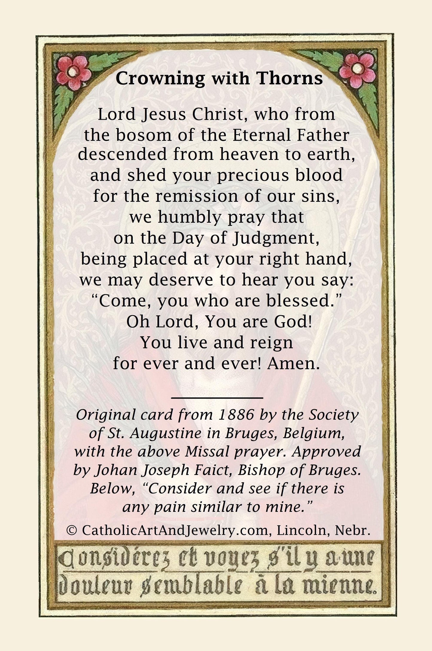 New! The Crowning with Thorns – Missal Prayer – pack of 10/100/1000 – Easter Holy Card