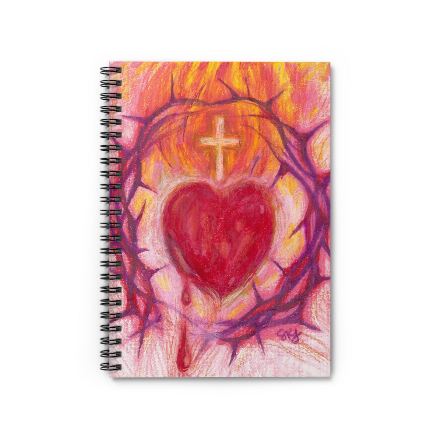 New! - Sacred Heart Spiral Notebook - Art by Sue Kouma Johnson - Free Shipping!