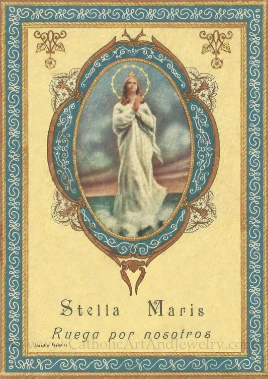 New! Stella Maris – Based on a Argentine Holy Card – Catholic Art – Catholic Gift – Archival Quality