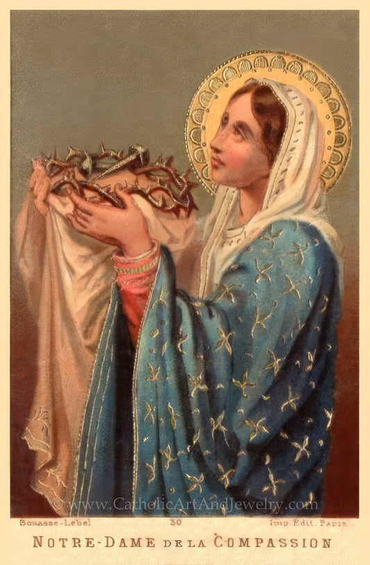 New! Our Lady of the Compassion – One of the Sorrows of Mary – Based on a Vintage Holy Card – Catholic Art –Catholic Gift – Archival Quality