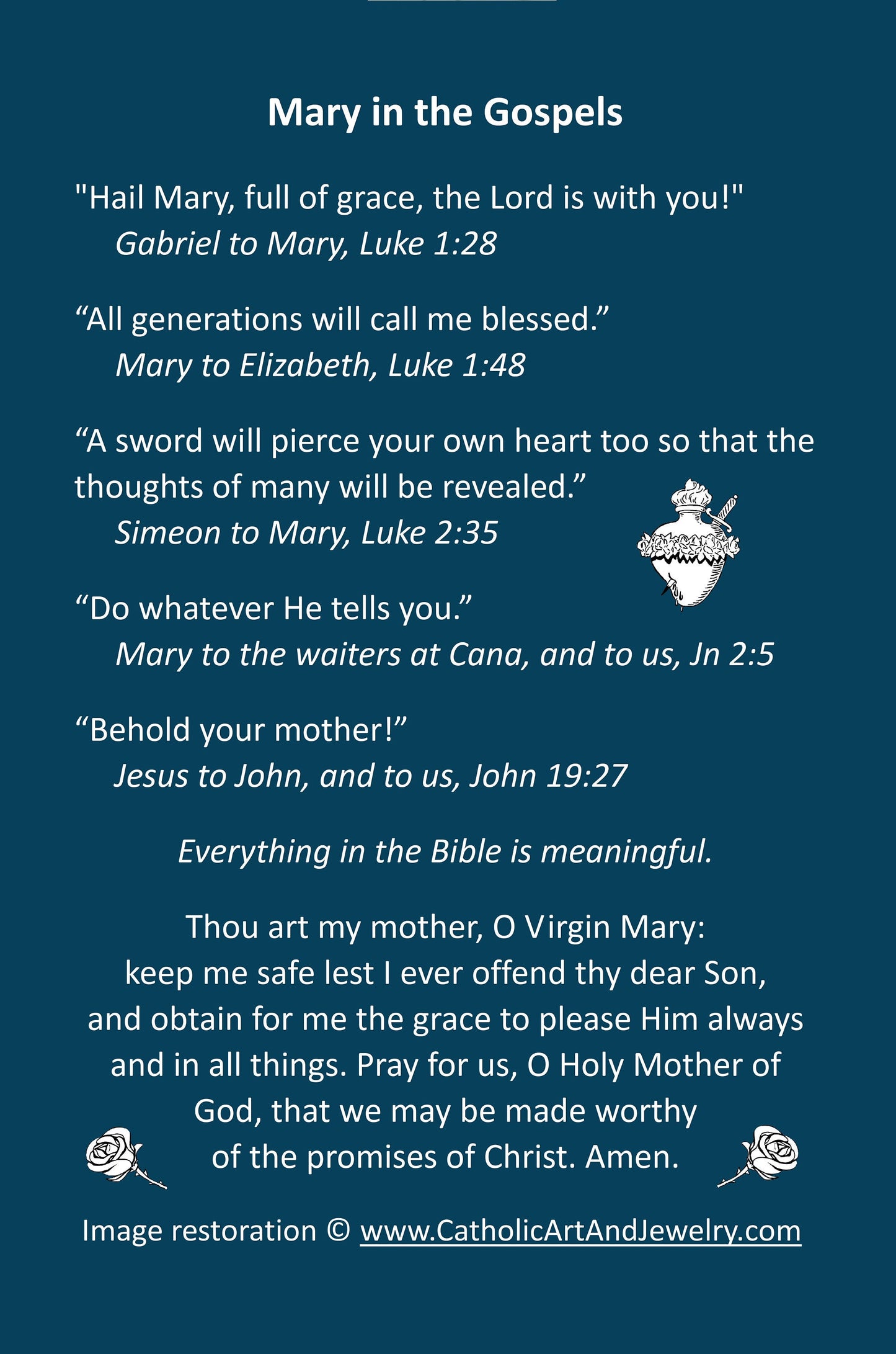 Mary in the Gospel – Holy Card – Handmaid of the Lord – pack of 10/100/1000