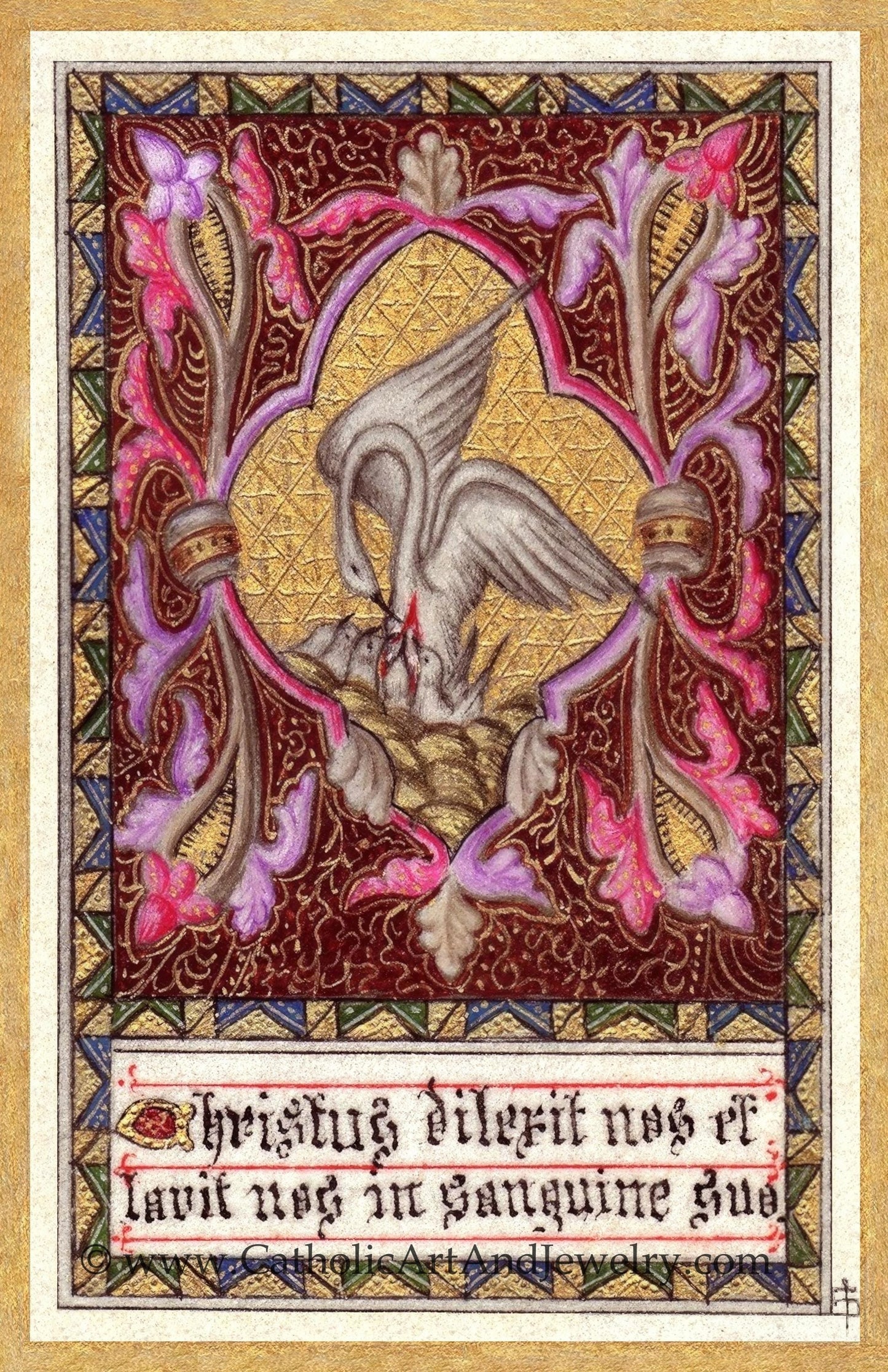 New! Christ Loves Us and Washes Us in His Blood – Pelican Symbol of Christ – Aquinas – pack of 10/100/1000 – Restored Vintage Holy Card