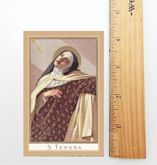 New! St. Teresa of Avila – With a Prayer by Her – pack of 10/100/1000 – Vintage Holy Card