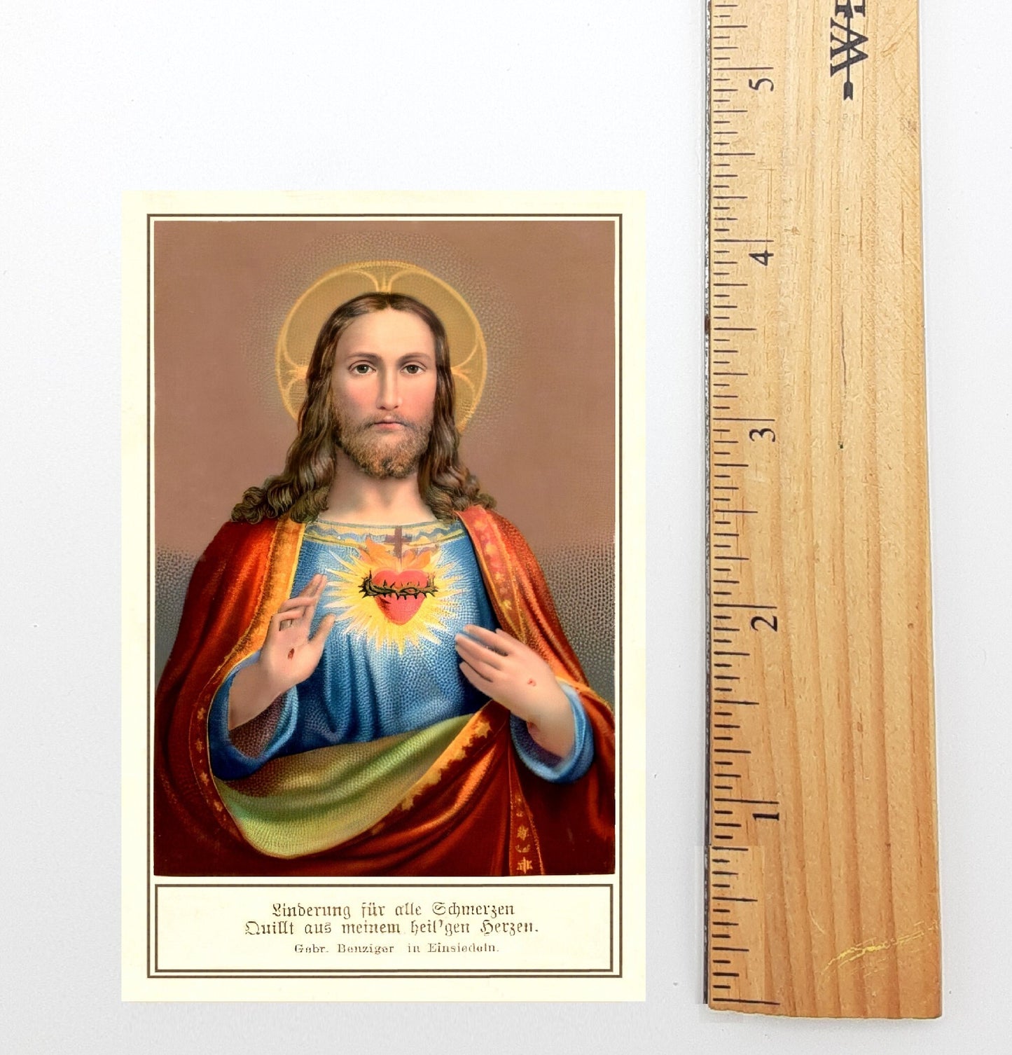Sacred Heart of Jesus – G. Benziger – Restored Vintage Holy Card – pack of 10/100/1000