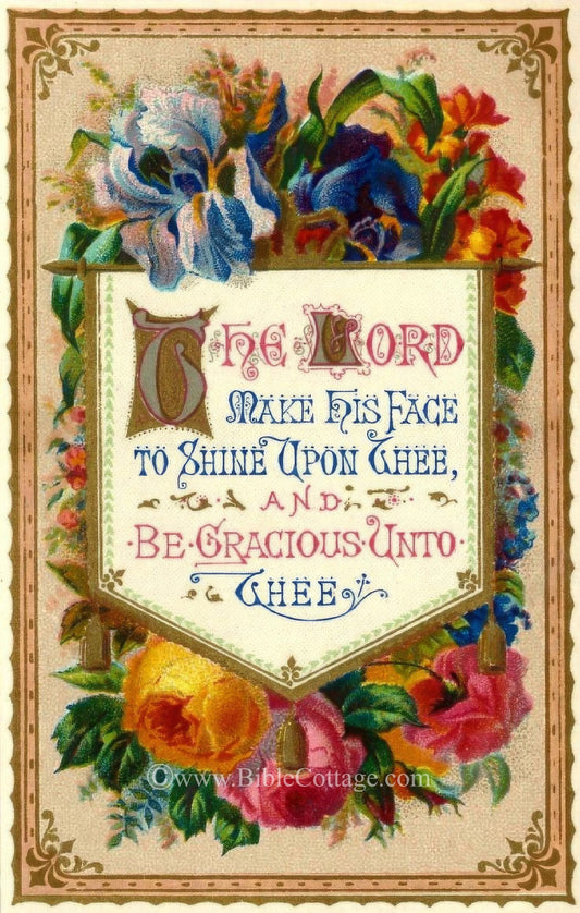 New!  The Lord Make His Face to Shine Upon Thee – Numbers 6:25 – Vintage Bible Art – Inspiring and Encouraging