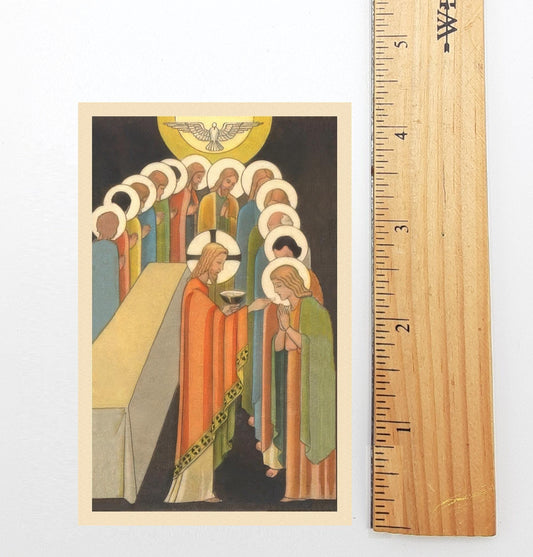 New! The Last Supper Art Deco Holy Card – Spiritual Communion Prayer – pack of 10/100/1000  – Easter Holy Card