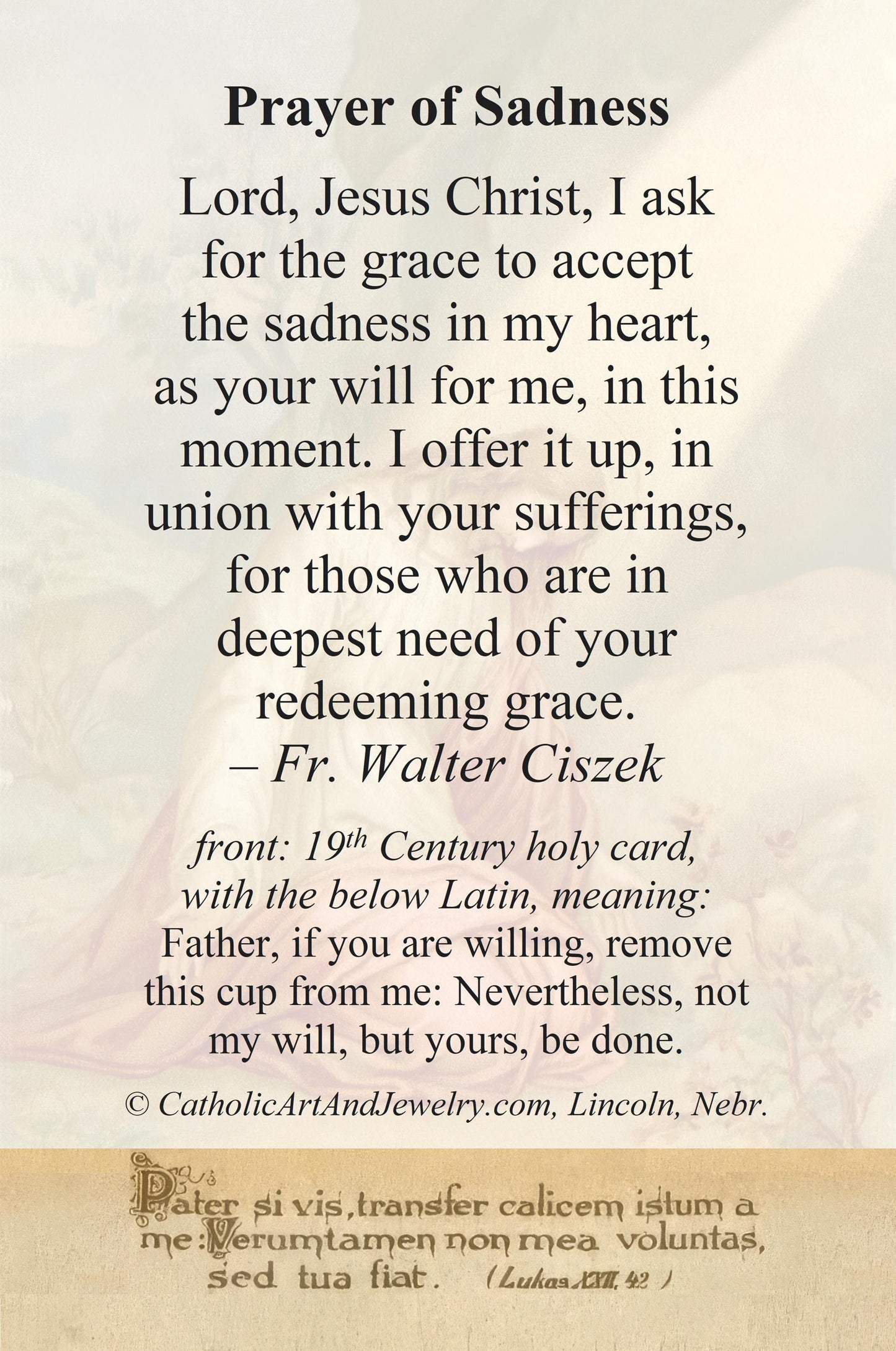 New! Agony in the Garden Holy Card #2 – pack of 10/100/1000  – Easter Holy Card