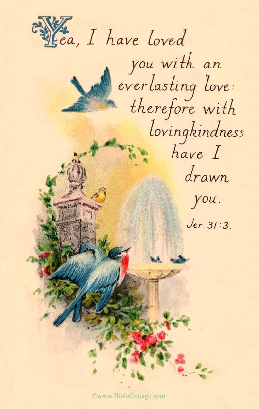 I Have Loved You With an Everlasting Love – Jeremiah 31:3 – Nahum 1|7 – Campanula – Vintage Christian Art – Inspiring and Encouraging