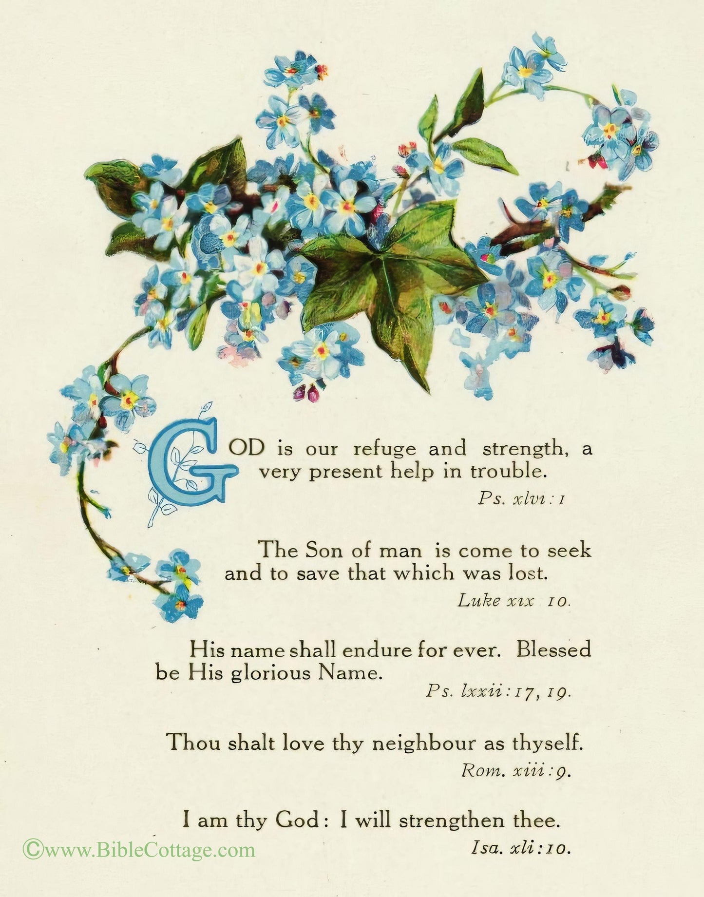 God Is Our Refuge and Strength – Psalm 46:1 – Luke 19.10 – Vintage Bible Art – Inspiring and Encouraging