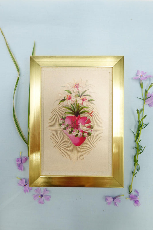 New! Immaculate Heart of Mary – Framed Holy Card – Catholic Keepsake