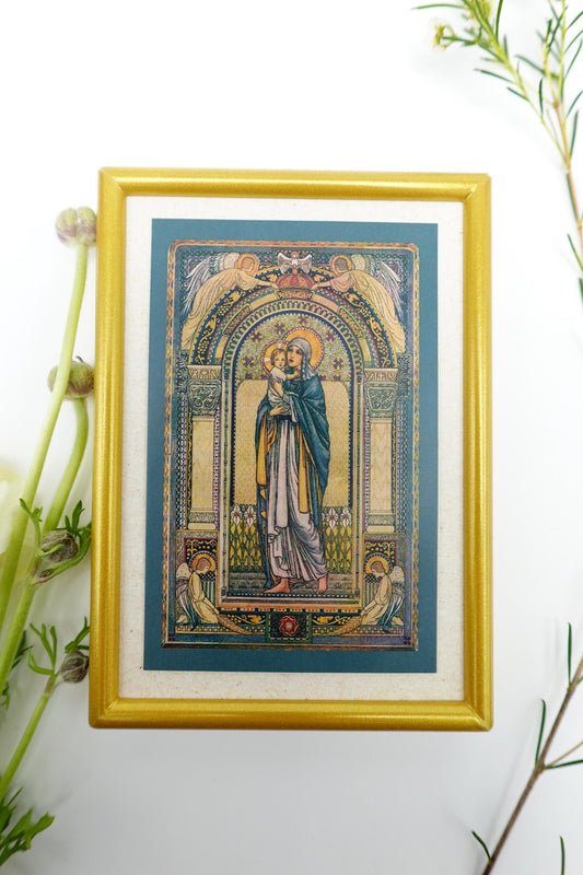 New! Madonna and Child – by Jean Antoinette LaBrousse – Framed Holy Card – Catholic Keepsake
