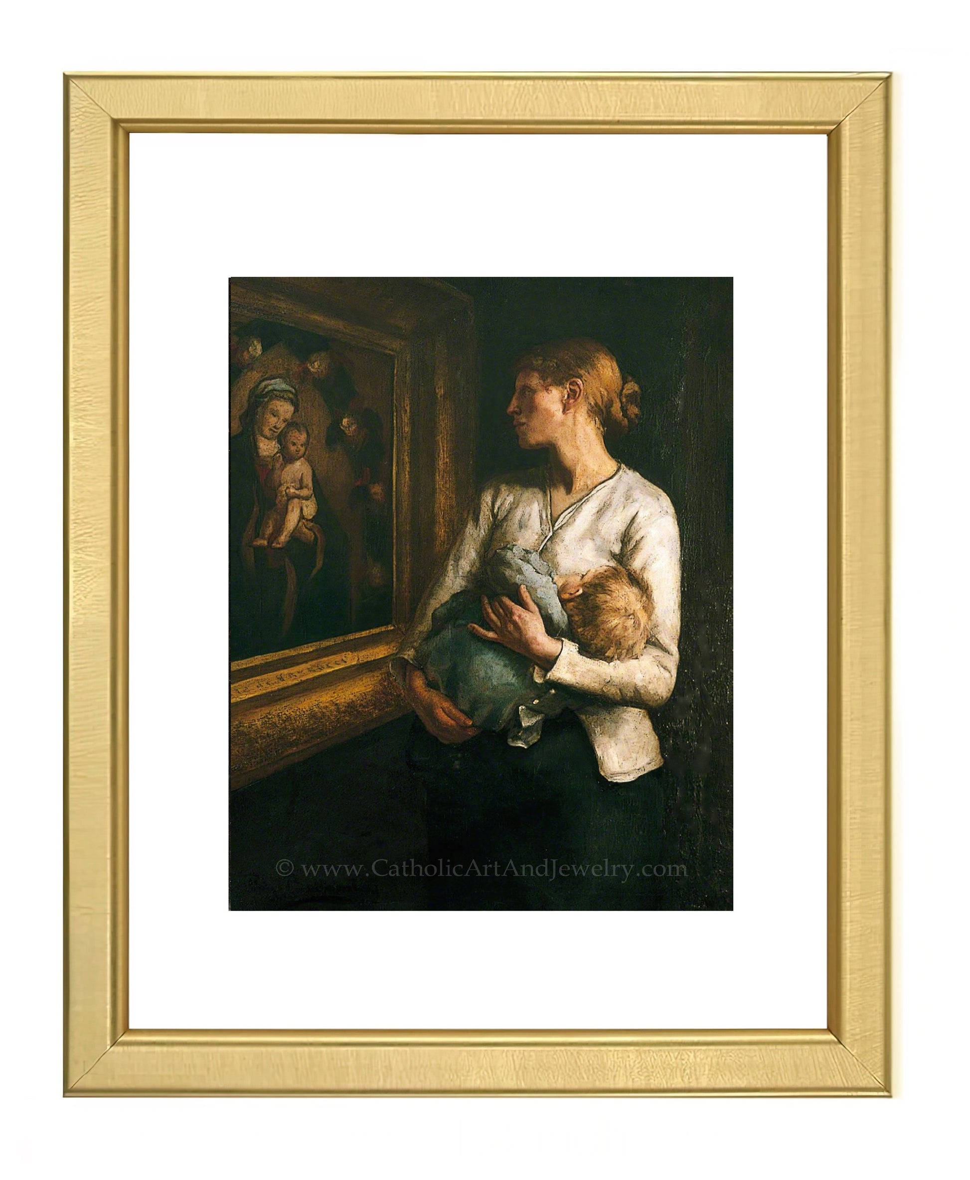 a painting of a woman holding a baby