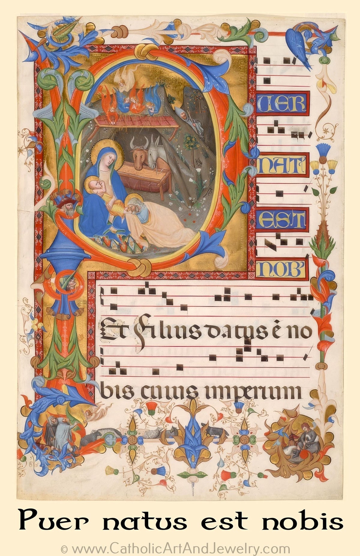 New! Christmas Medieval Chant – Christmas Holy Card #28 – pack of 10/100/1000 – Vintage Holy Card #