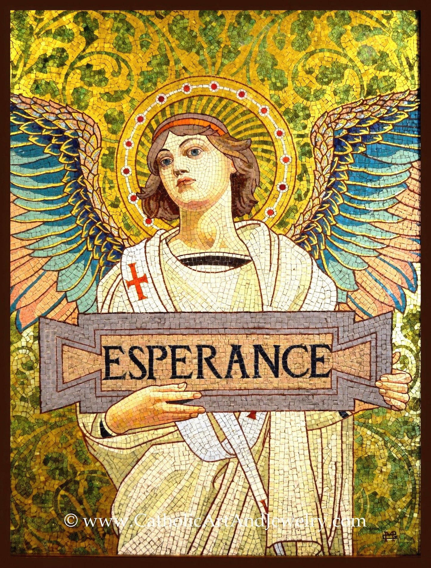 New! "Hope" – French Mosaic – Art Nouveau – Catholic Art Print – Archival Quality